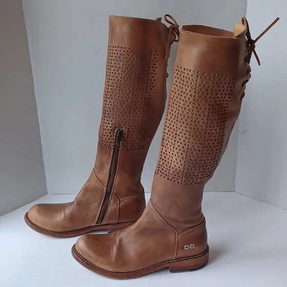 BED STU Cambridge Leather Boots Tall Tan Driftwood SZ 9 - Picture 5 of 16